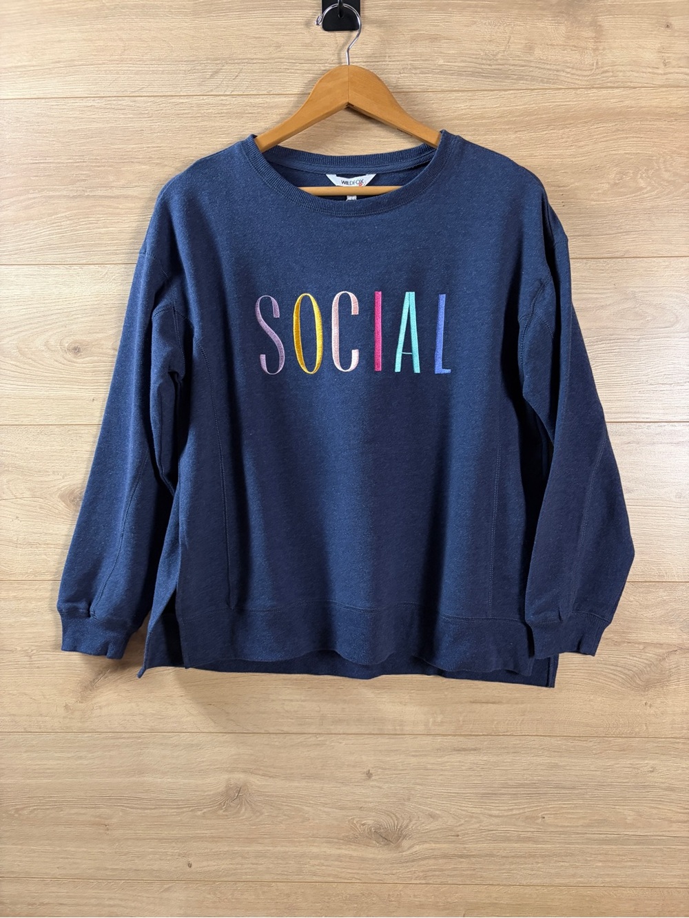 WILDFOX Blue 'SOCIAL' Crewneck Sweatshirt NWT Medium